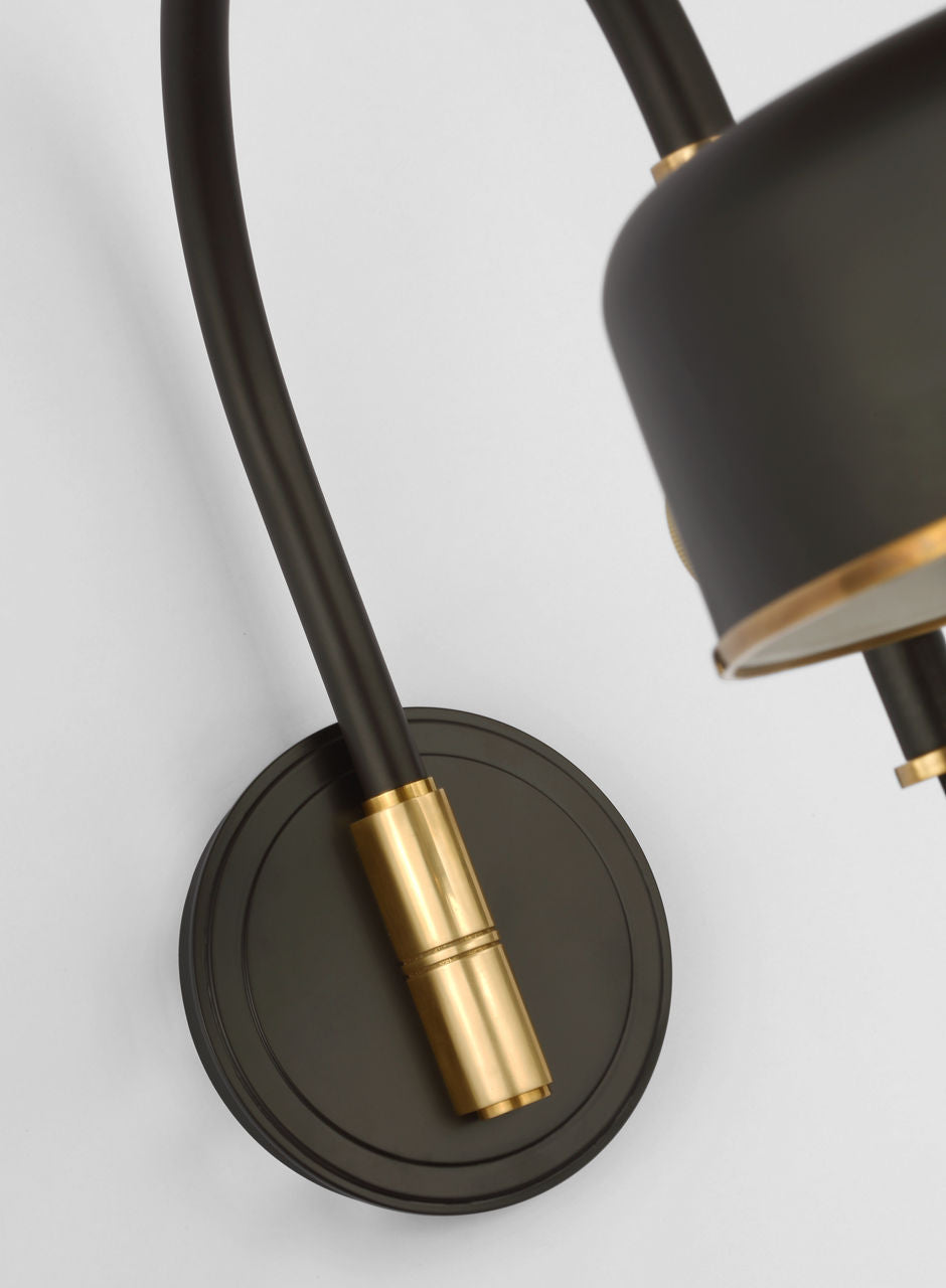 Oso 13" Articulating Arc Wall Light | Modern Iron and Hand-Rubbed Antique Brass | Modern Iron Shade