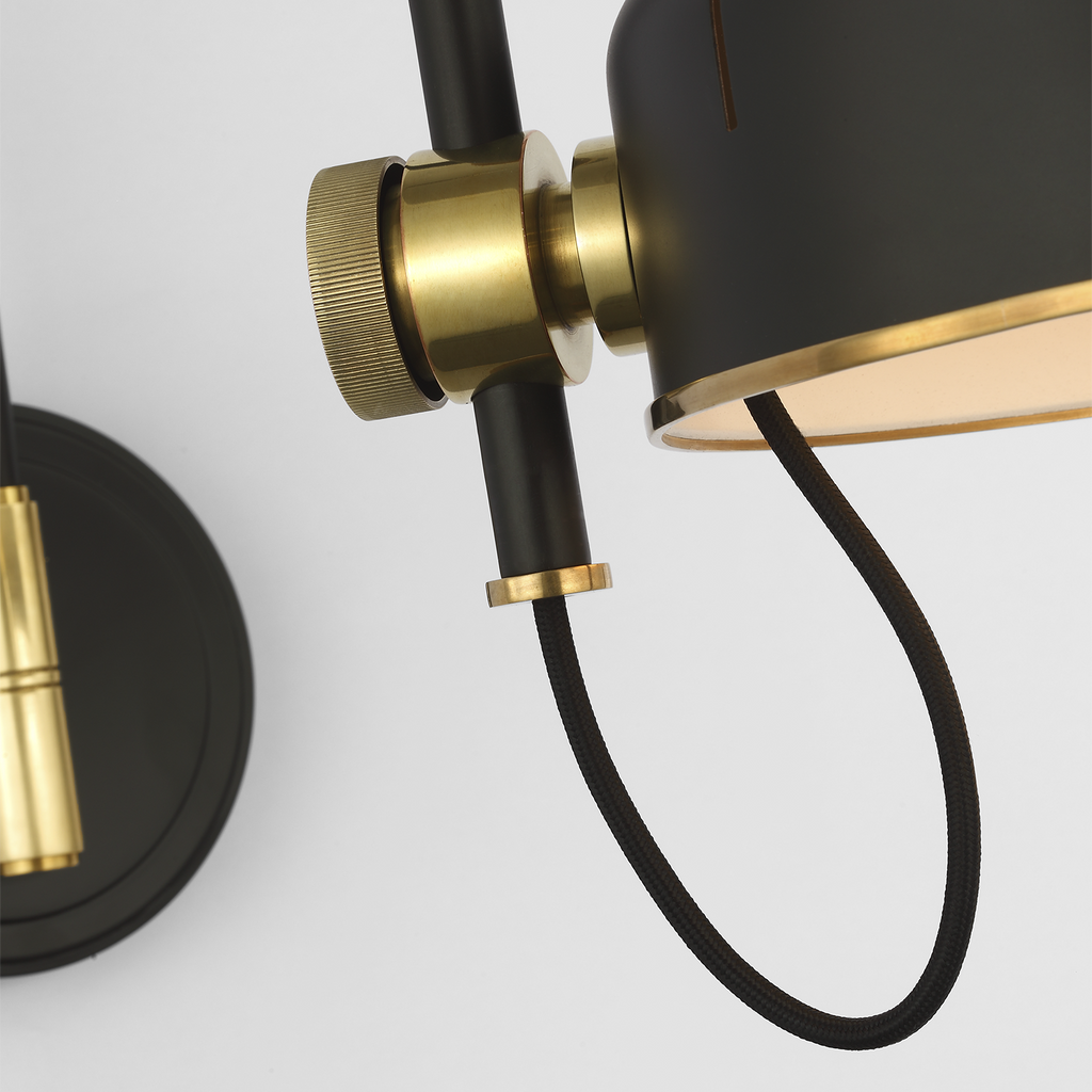 Oso 13" Articulating Arc Wall Light | Modern Iron and Hand-Rubbed Antique Brass | Modern Iron Shade