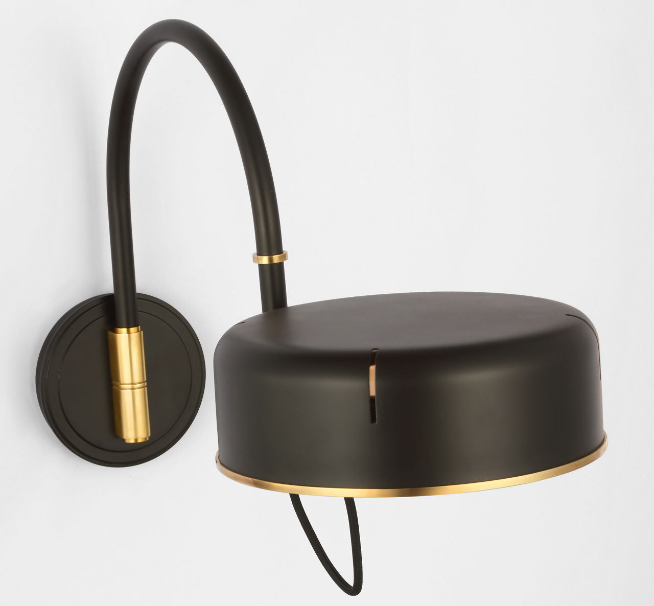 Oso 13" Articulating Arc Wall Light | Modern Iron and Hand-Rubbed Antique Brass | Modern Iron Shade