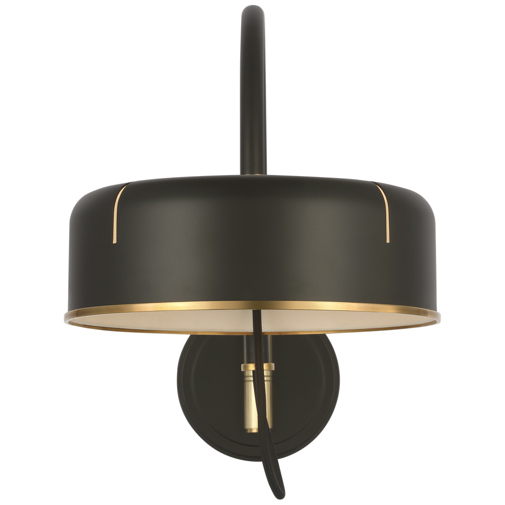 Oso 13" Articulating Arc Wall Light | Modern Iron and Hand-Rubbed Antique Brass | Modern Iron Shade