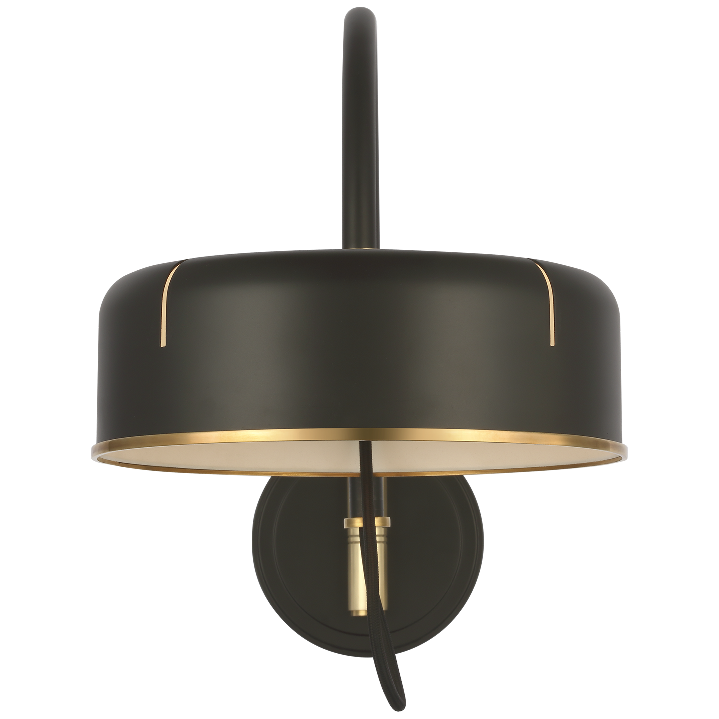 Oso 13" Articulating Arc Wall Light | Modern Iron and Hand-Rubbed Antique Brass | Modern Iron Shade