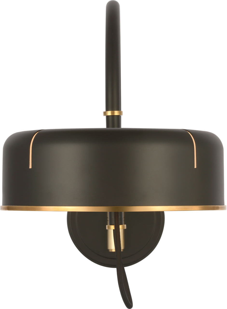 Oso 13" Articulating Arc Wall Light | Modern Iron and Hand-Rubbed Antique Brass | Modern Iron Shade