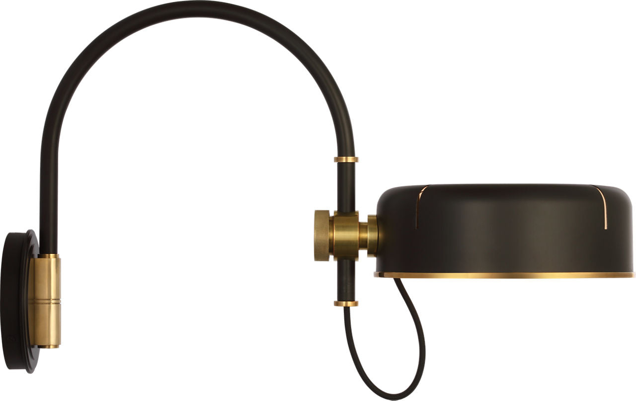 Oso 13" Articulating Arc Wall Light | Modern Iron and Hand-Rubbed Antique Brass | Modern Iron Shade