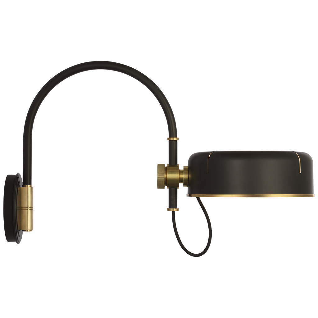Oso 13" Articulating Arc Wall Light | Modern Iron and Hand-Rubbed Antique Brass | Modern Iron Shade
