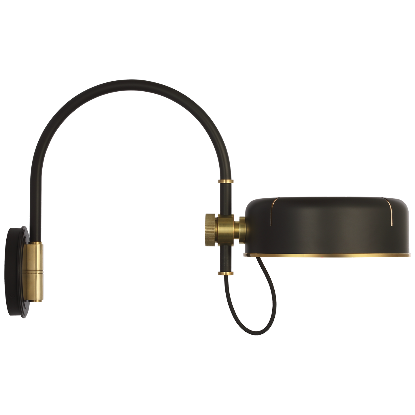 Oso 13" Articulating Arc Wall Light | Modern Iron and Hand-Rubbed Antique Brass | Modern Iron Shade