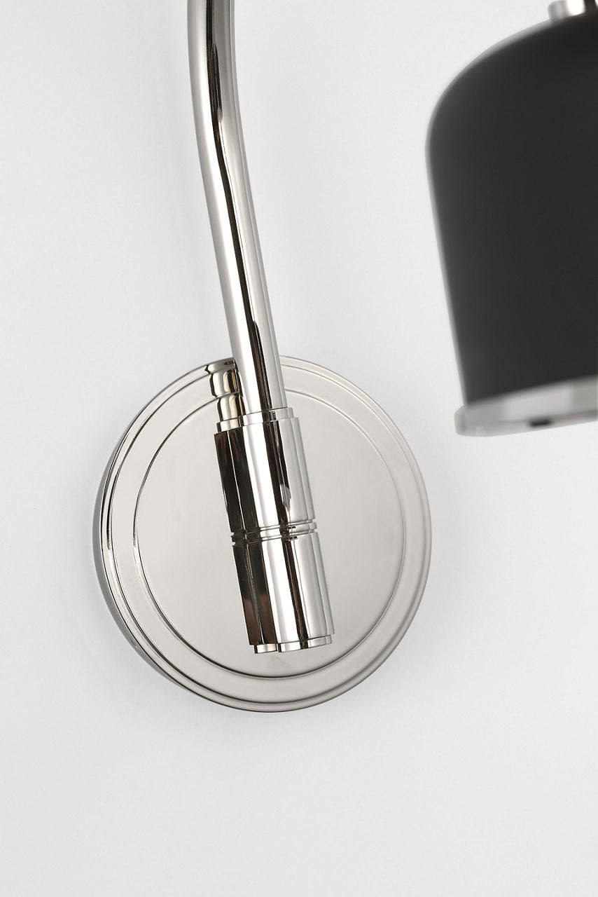 Oso 13" Articulating Arc Wall Light | Polished Nickel | Matte Black Shade