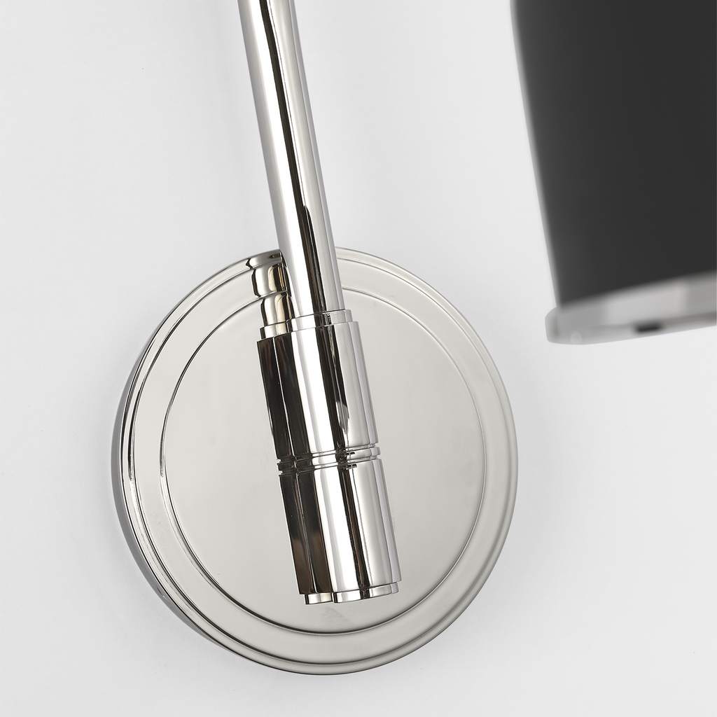 Oso 13" Articulating Arc Wall Light | Polished Nickel | Matte Black Shade