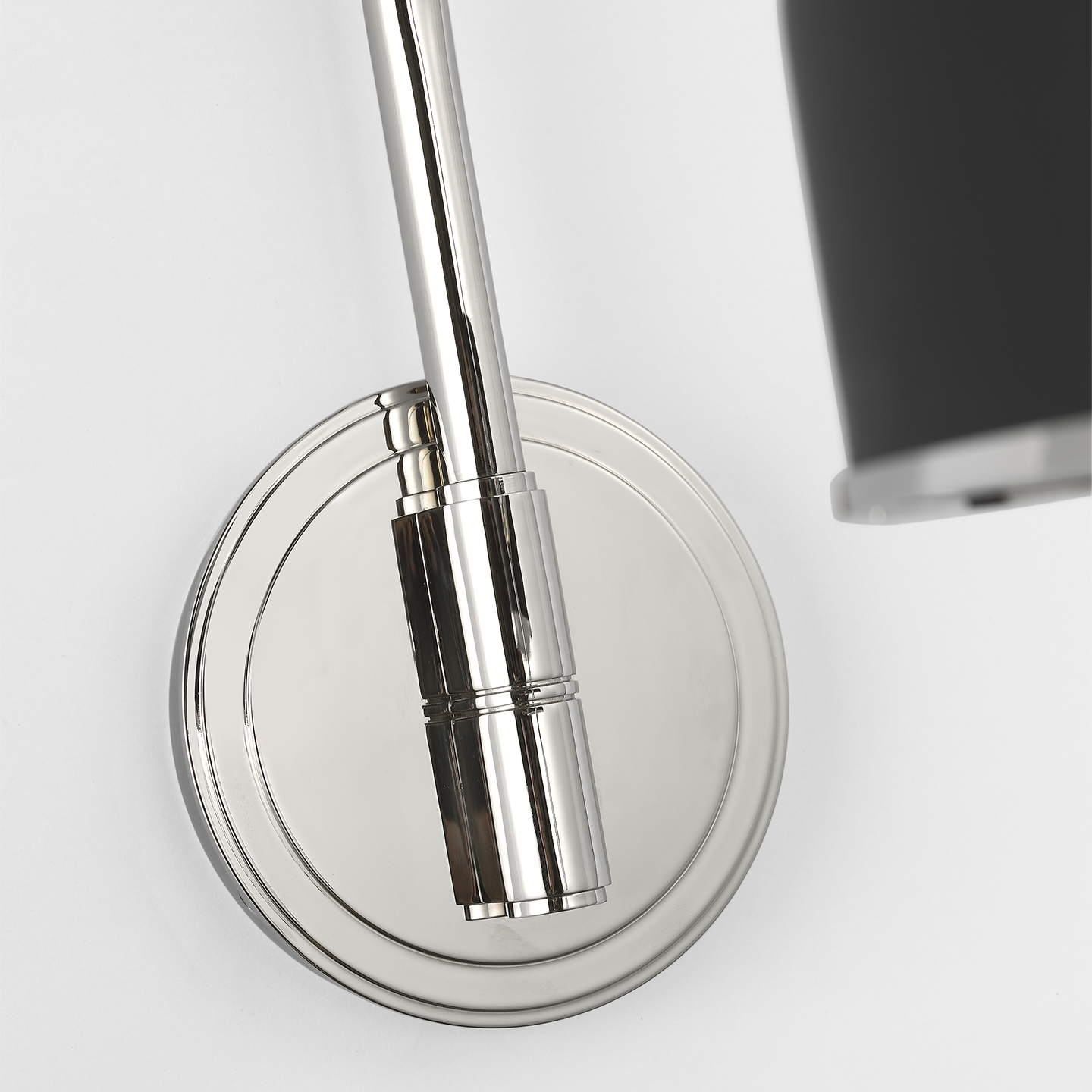 Oso 13" Articulating Arc Wall Light | Polished Nickel | Matte Black Shade