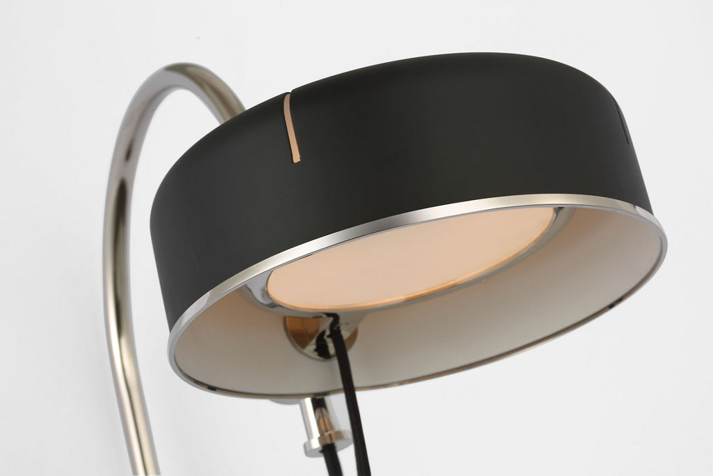 Oso 13" Articulating Arc Wall Light | Polished Nickel | Matte Black Shade