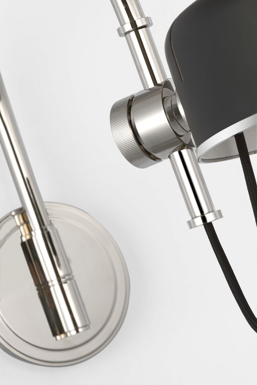 Oso 13" Articulating Arc Wall Light | Polished Nickel | Matte Black Shade