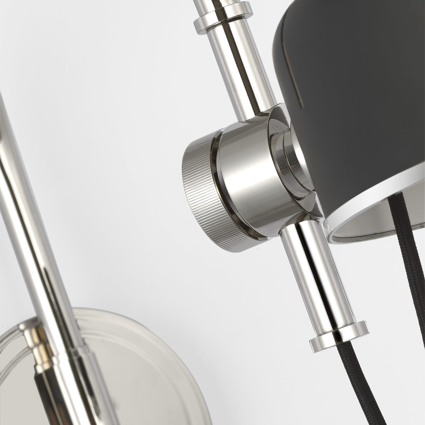 Oso 13" Articulating Arc Wall Light | Polished Nickel | Matte Black Shade