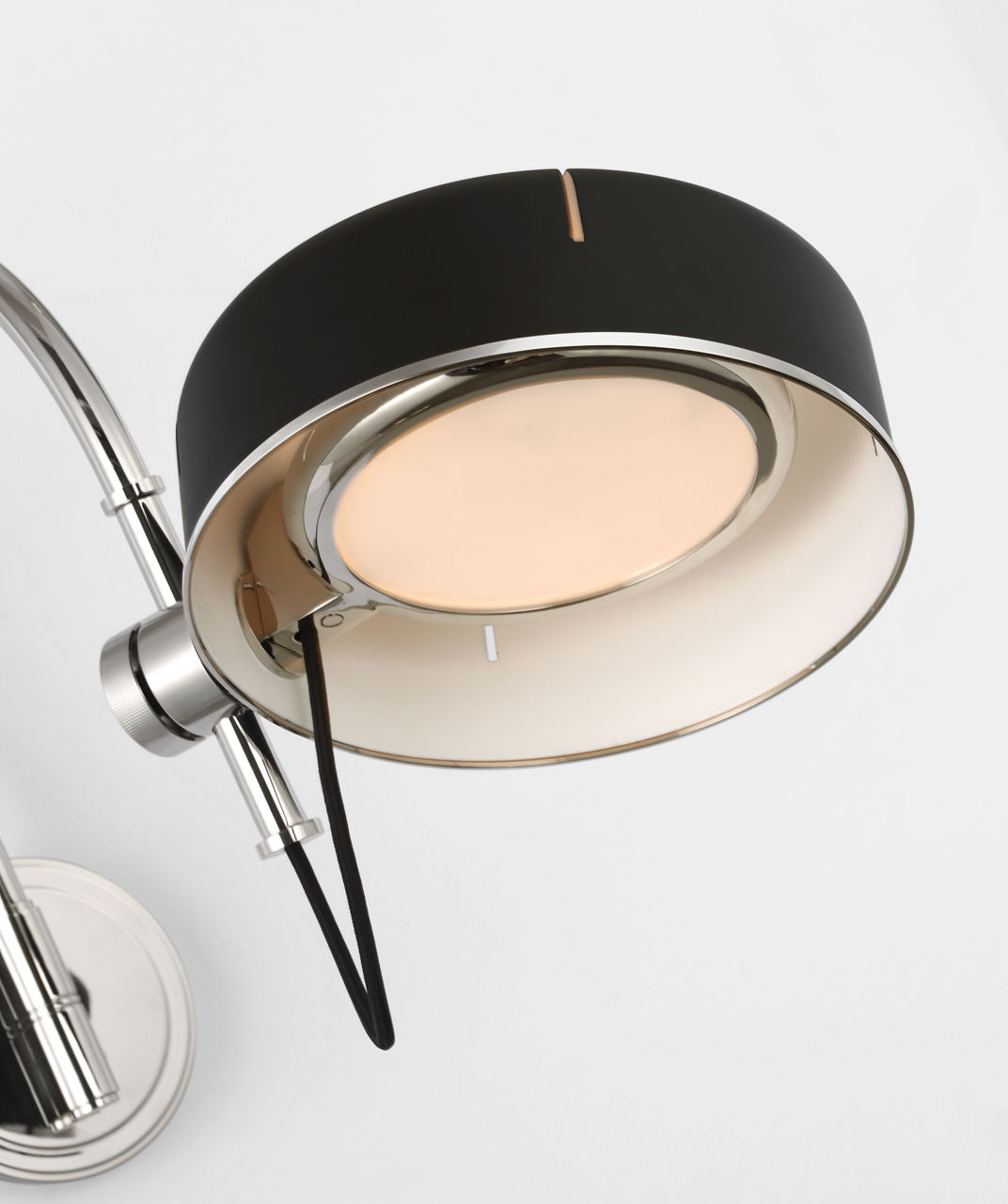 Oso 13" Articulating Arc Wall Light | Polished Nickel | Matte Black Shade
