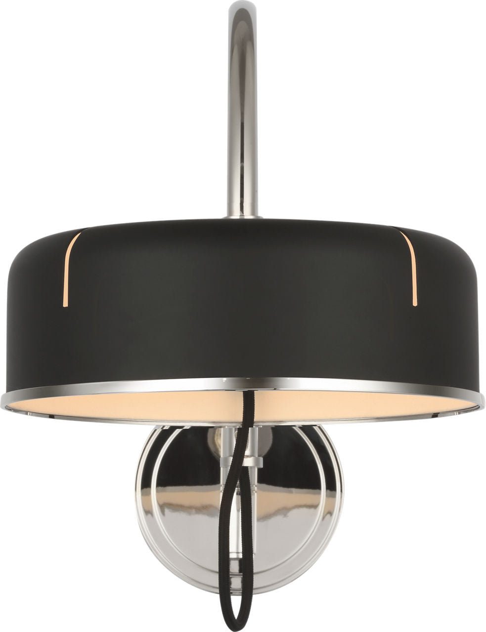 Oso 13" Articulating Arc Wall Light | Polished Nickel | Matte Black Shade
