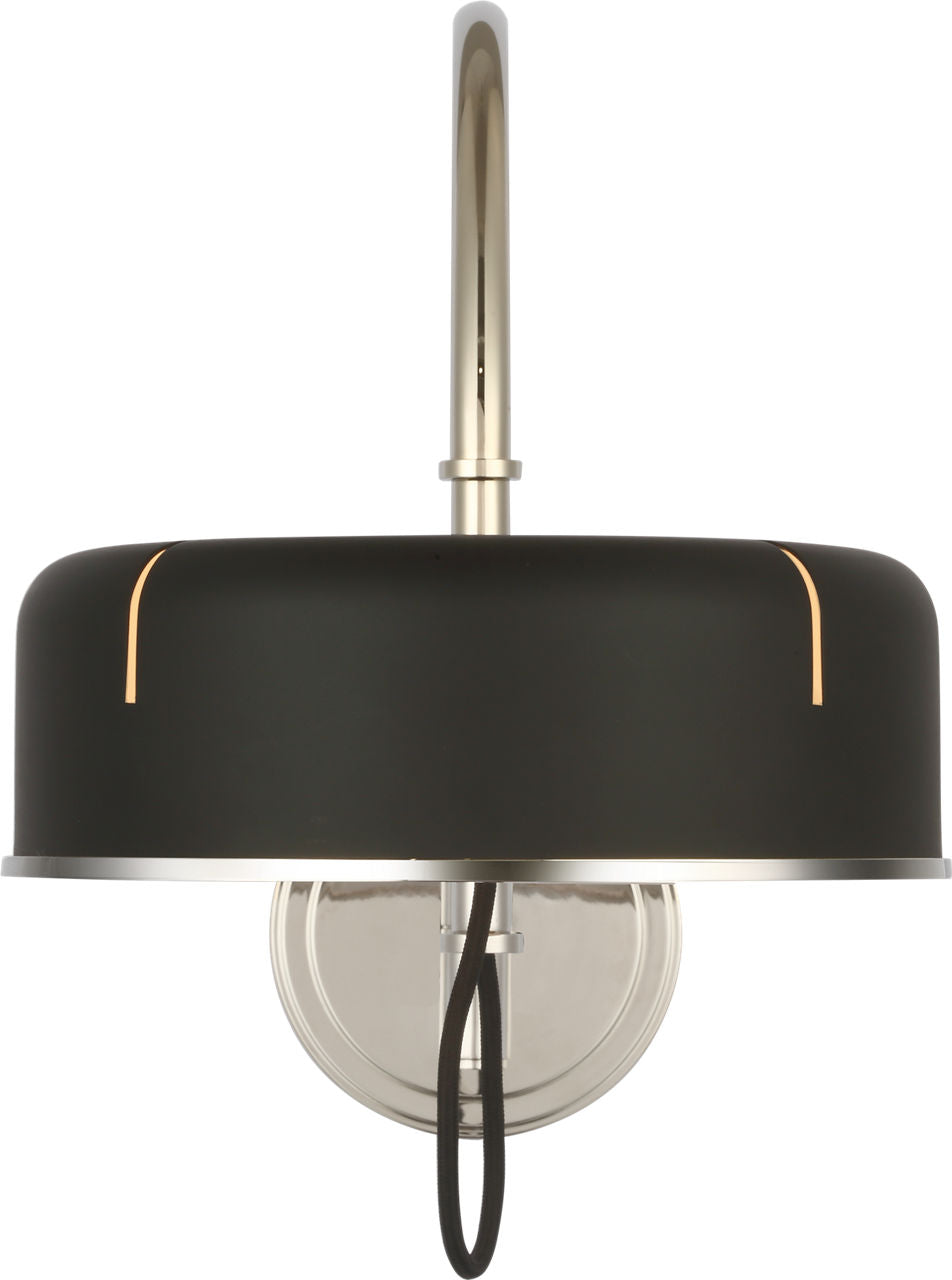 Oso 13" Articulating Arc Wall Light | Polished Nickel | Matte Black Shade
