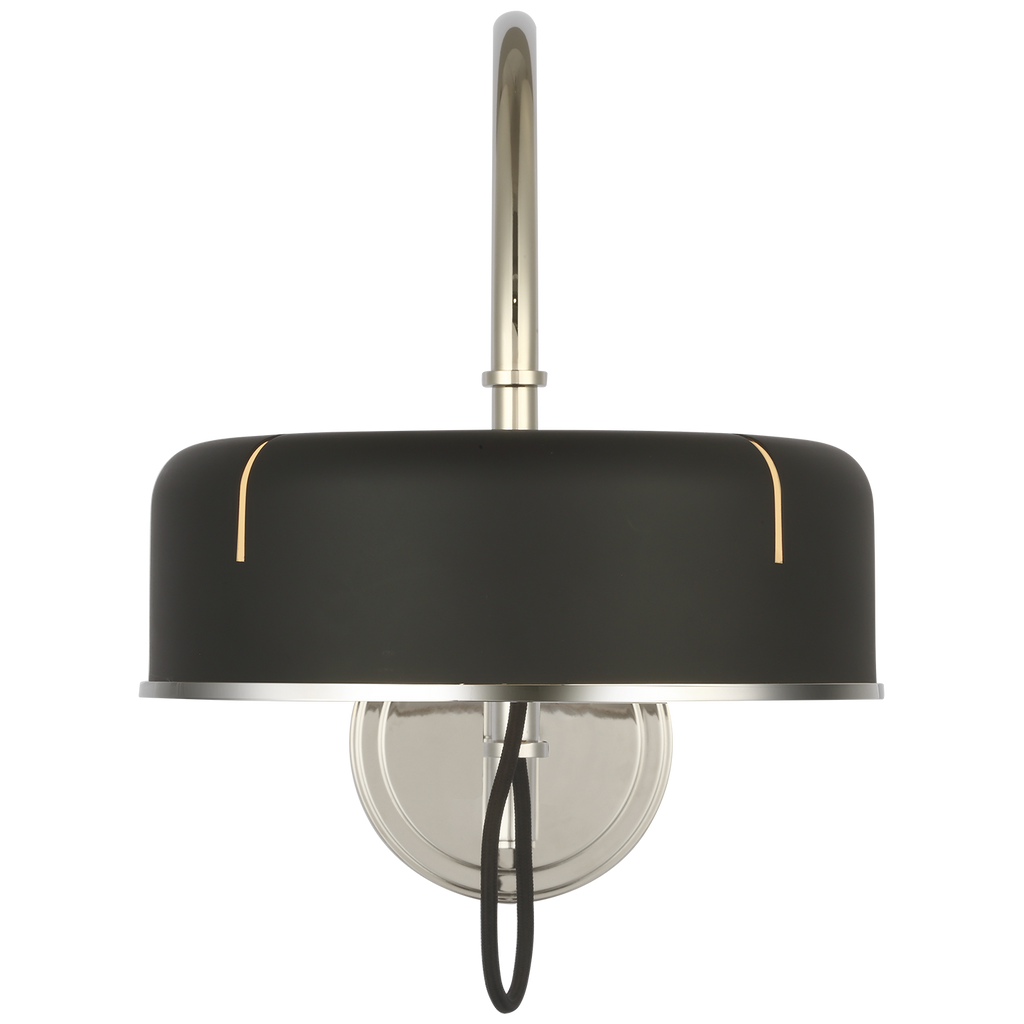 Oso 13" Articulating Arc Wall Light | Polished Nickel | Matte Black Shade
