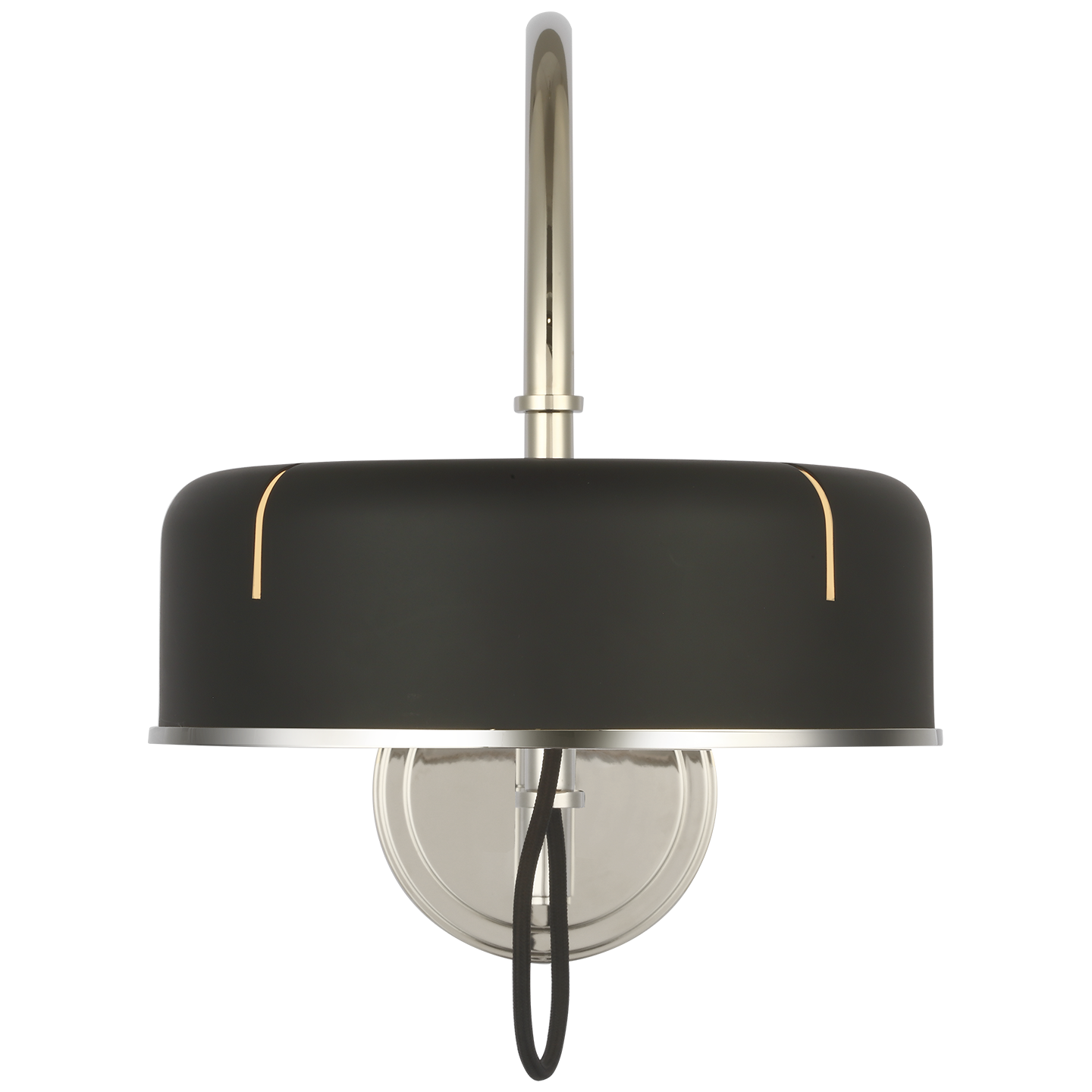 Oso 13" Articulating Arc Wall Light | Polished Nickel | Matte Black Shade