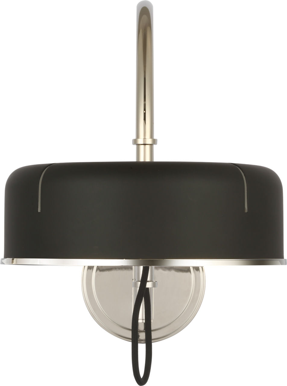 Oso 13" Articulating Arc Wall Light | Polished Nickel | Matte Black Shade