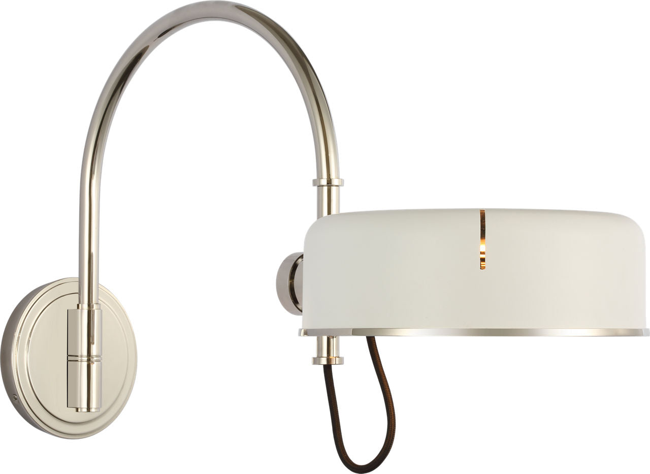 Oso 13" Articulating Arc Wall Light | Polished Nickel | Matte White Shade