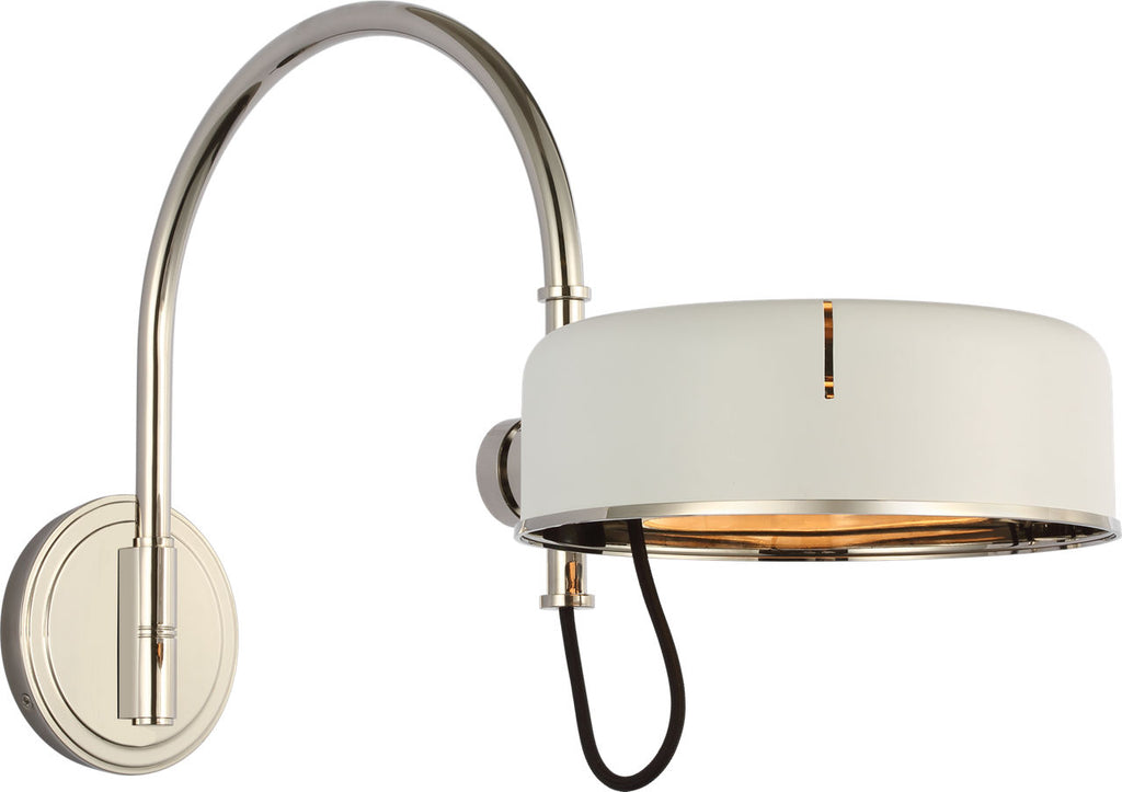 Oso 13" Articulating Arc Wall Light | Polished Nickel | Matte White Shade