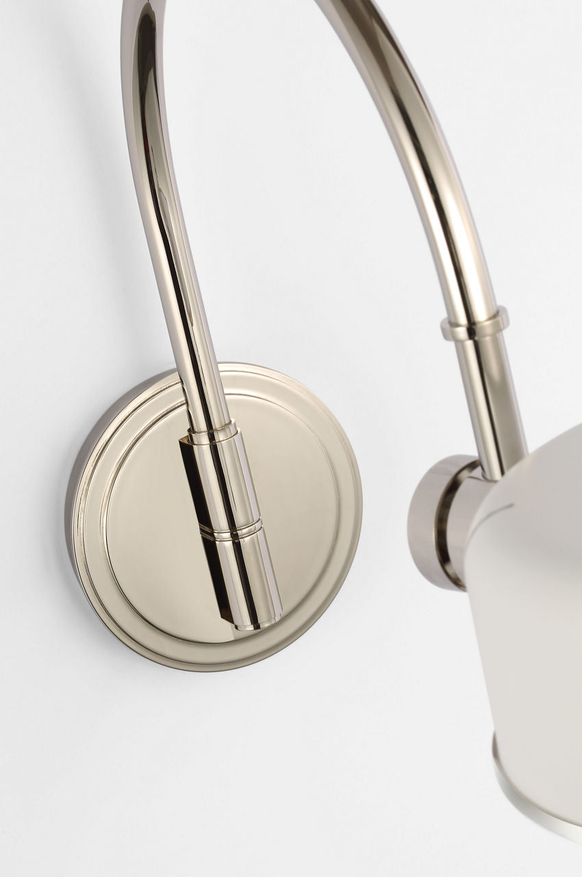 Oso 13" Articulating Arc Wall Light | Polished Nickel | Matte White Shade