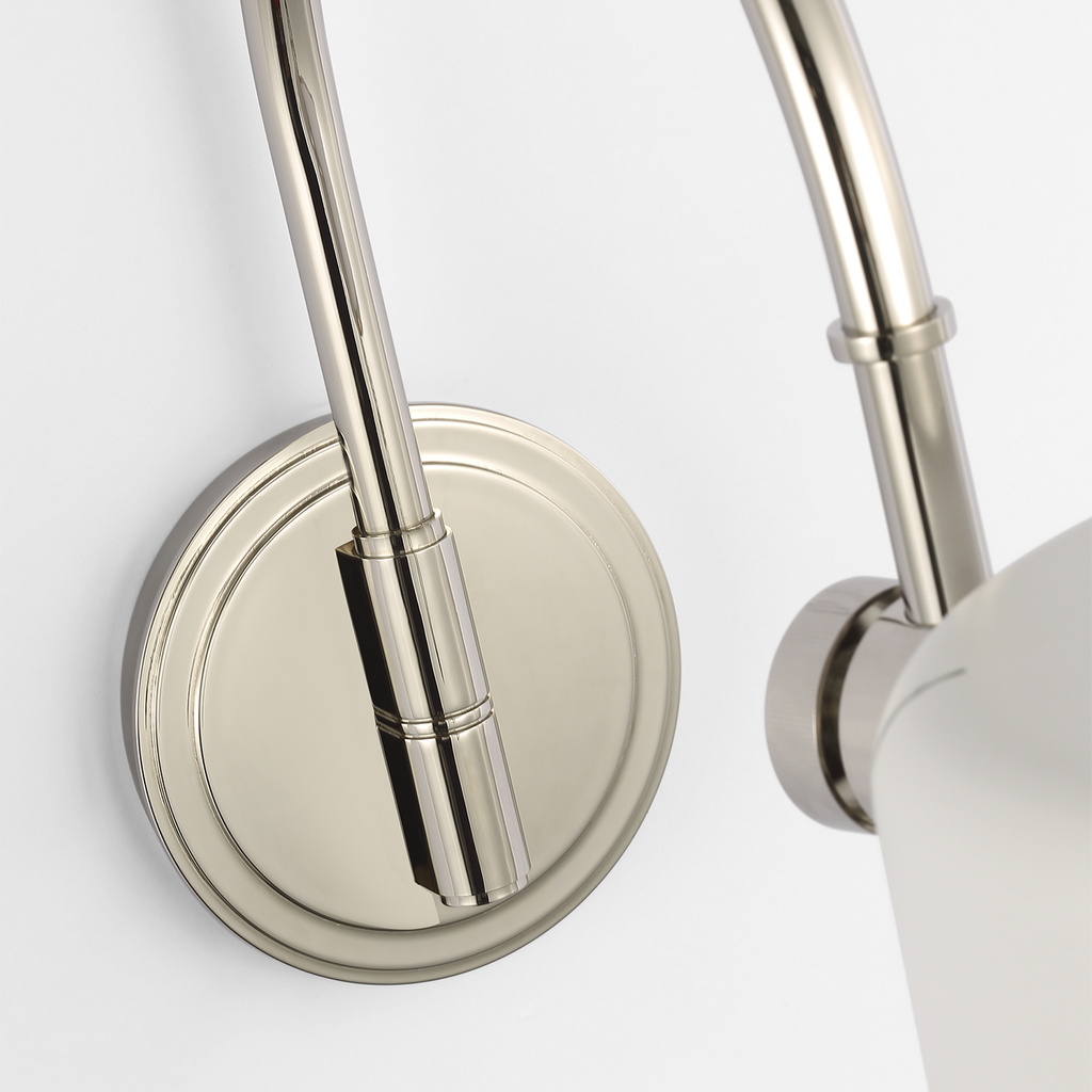 Oso 13" Articulating Arc Wall Light | Polished Nickel | Matte White Shade