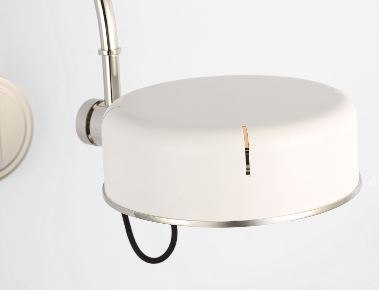 Oso 13" Articulating Arc Wall Light | Polished Nickel | Matte White Shade