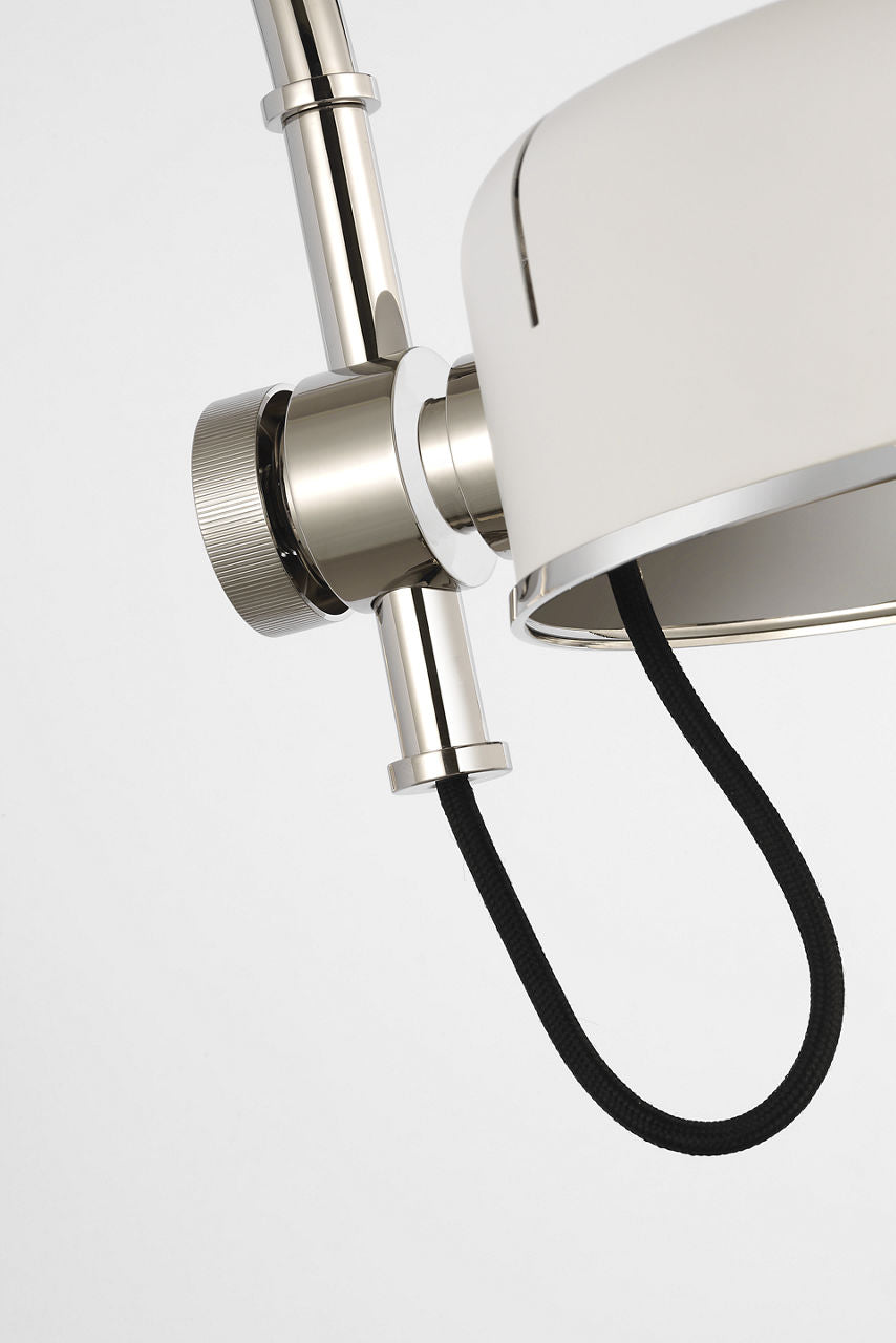 Oso 13" Articulating Arc Wall Light | Polished Nickel | Matte White Shade