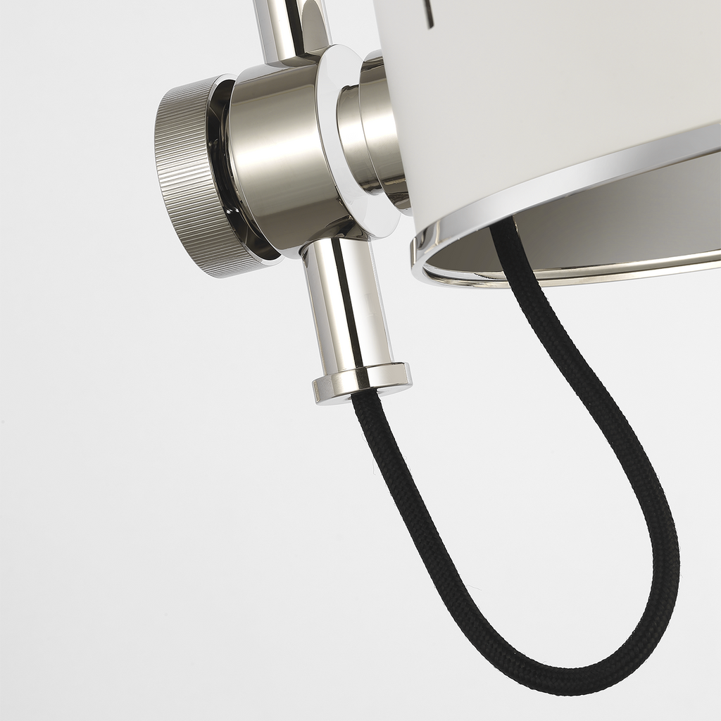 Oso 13" Articulating Arc Wall Light | Polished Nickel | Matte White Shade