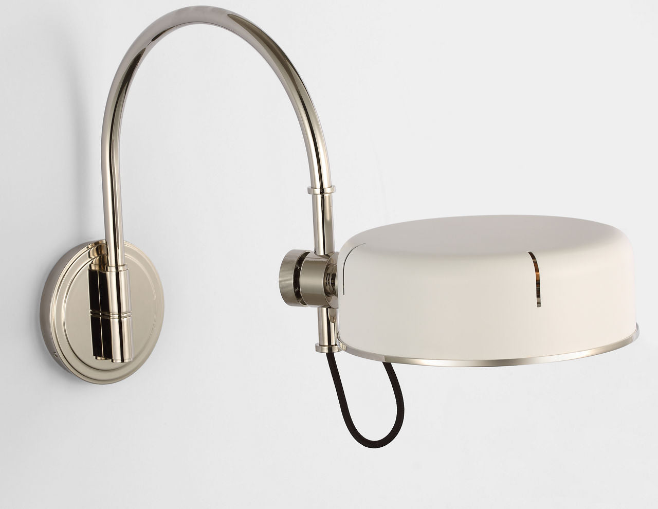 Oso 13" Articulating Arc Wall Light | Polished Nickel | Matte White Shade