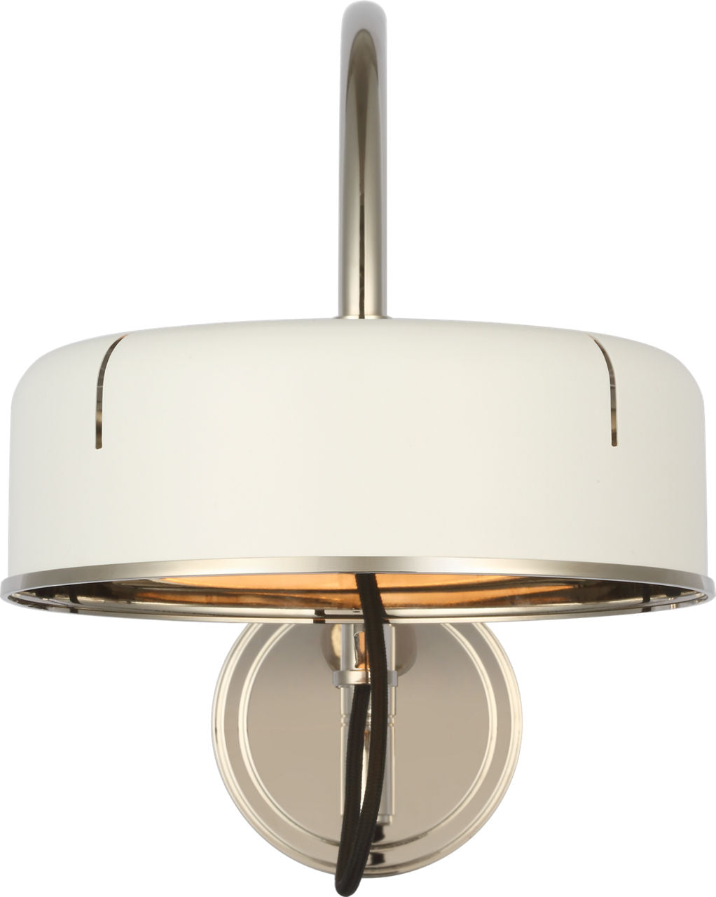 Oso 13" Articulating Arc Wall Light | Polished Nickel | Matte White Shade