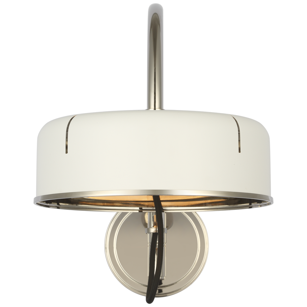 Oso 13" Articulating Arc Wall Light | Polished Nickel | Matte White Shade