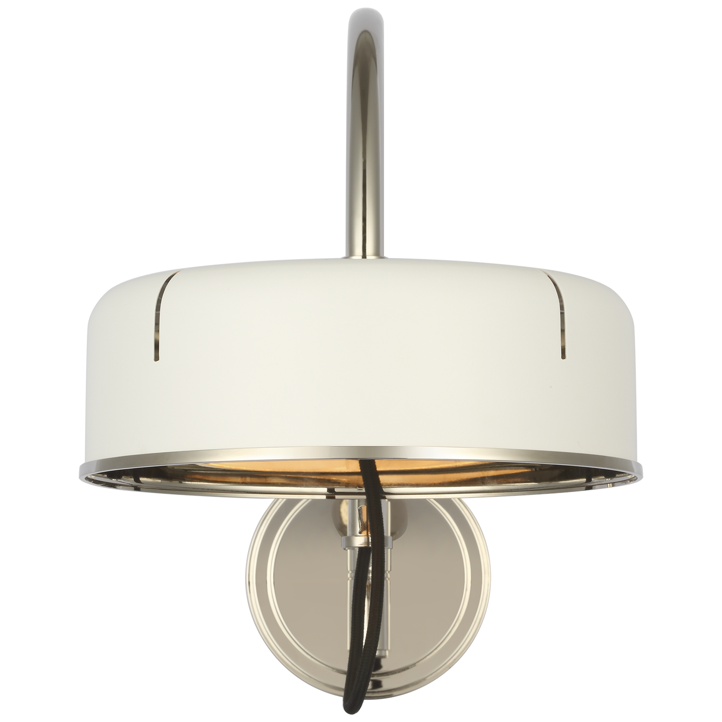 Oso 13" Articulating Arc Wall Light | Polished Nickel | Matte White Shade