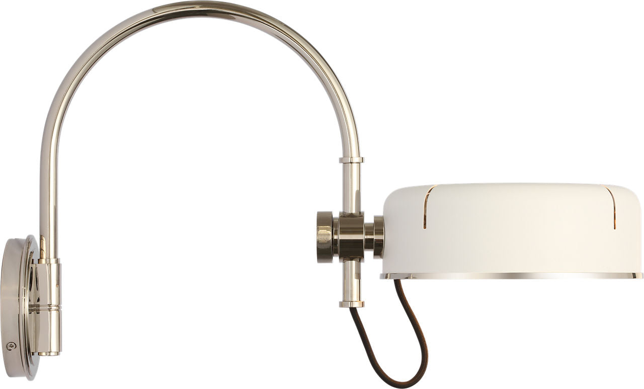 Oso 13" Articulating Arc Wall Light | Polished Nickel | Matte White Shade