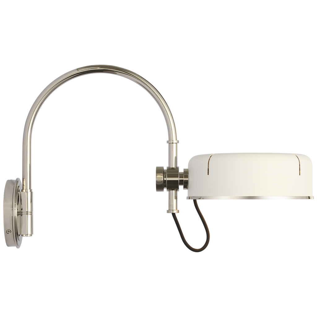 Oso 13" Articulating Arc Wall Light | Polished Nickel | Matte White Shade