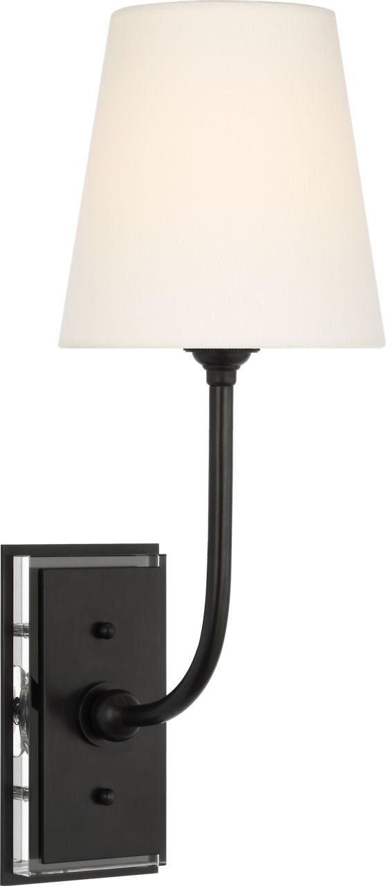 Hulton 17" Cordless Single Sconce | Bronze | Linen Shade