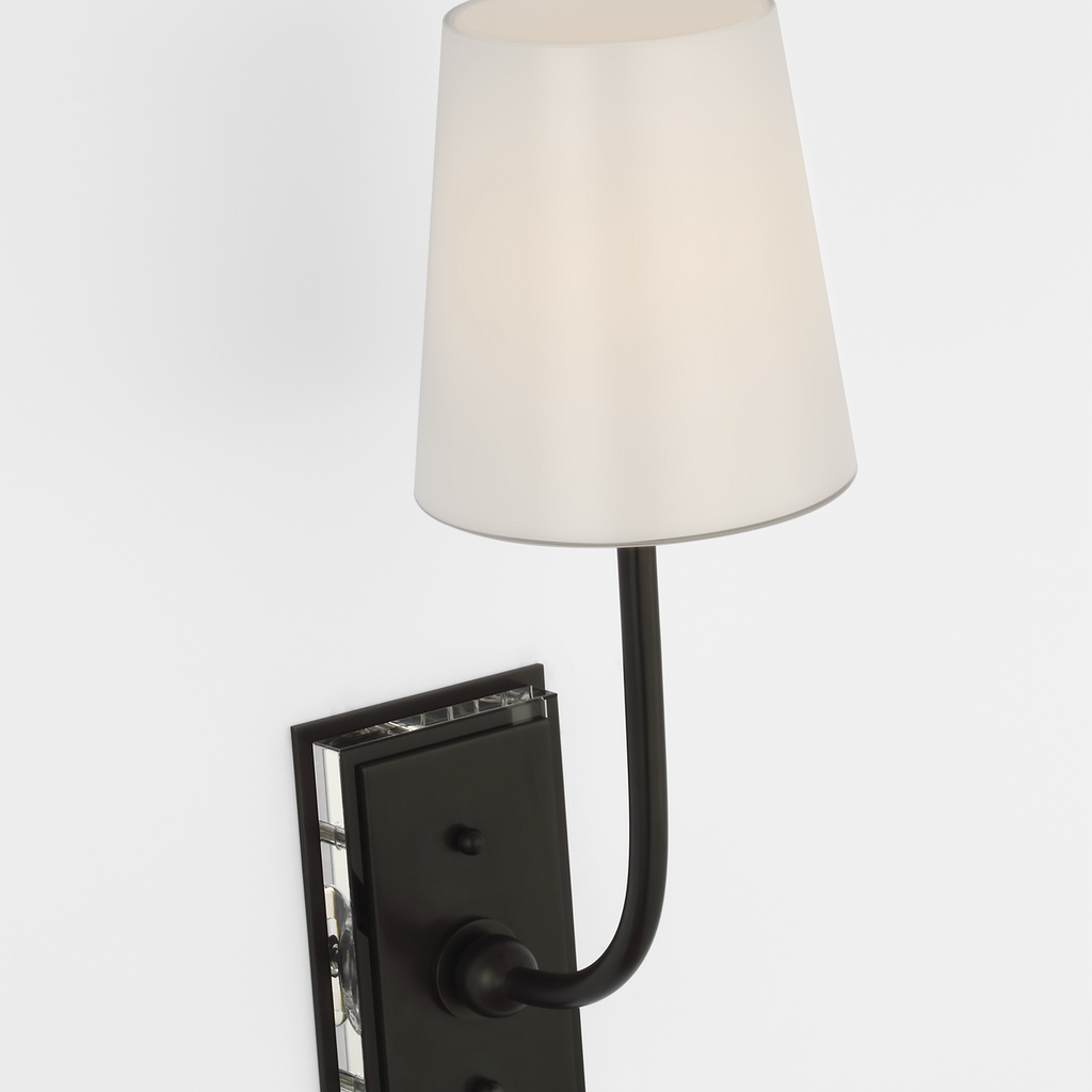Hulton 17" Cordless Single Sconce | Bronze | Linen Shade