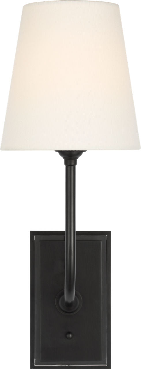 Hulton 17" Cordless Single Sconce | Bronze | Linen Shade