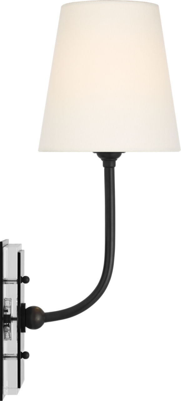 Hulton 17" Cordless Single Sconce | Bronze | Linen Shade
