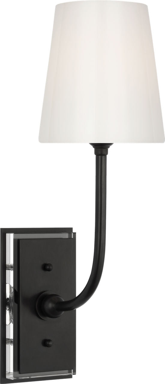 Hulton 17" Cordless Single Sconce | Bronze | White Glass Shade