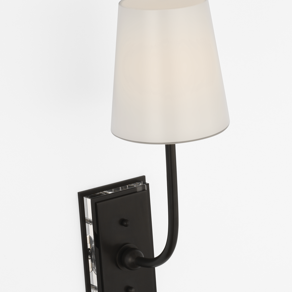Hulton 17" Cordless Single Sconce | Bronze | White Glass Shade