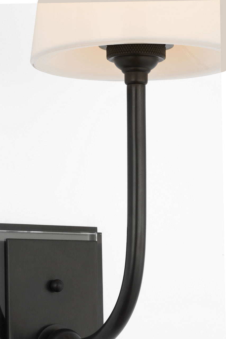 Hulton 17" Cordless Single Sconce | Bronze | White Glass Shade