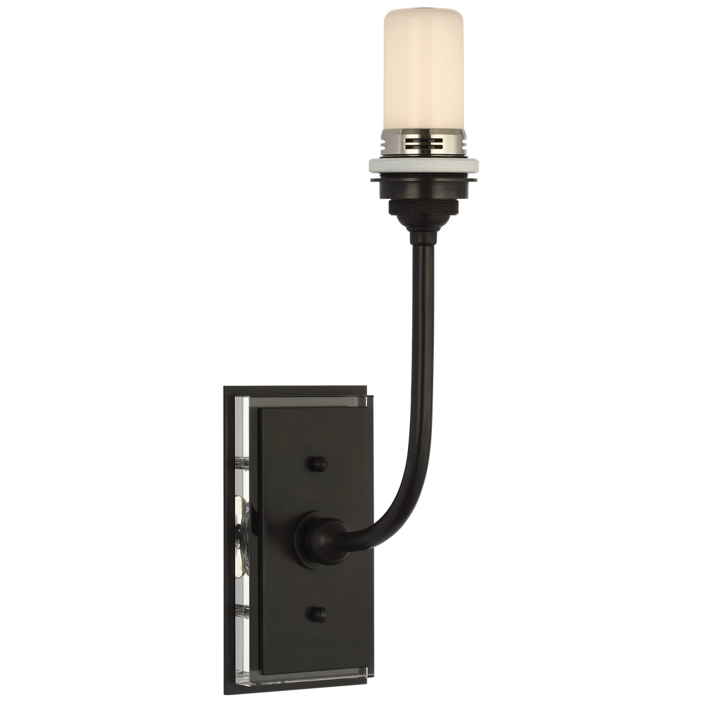 Hulton 17" Cordless Single Sconce | Bronze | White Glass Shade