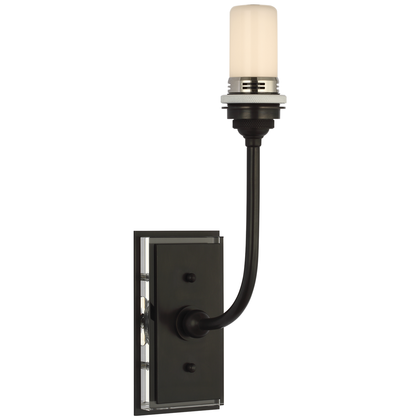 Hulton 17" Cordless Single Sconce | Bronze | White Glass Shade