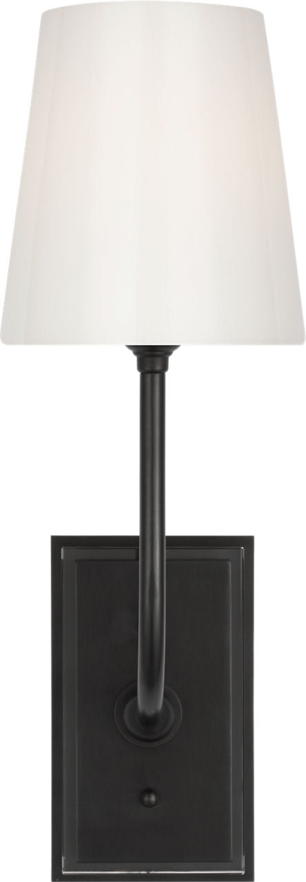 Hulton 17" Cordless Single Sconce | Bronze | White Glass Shade