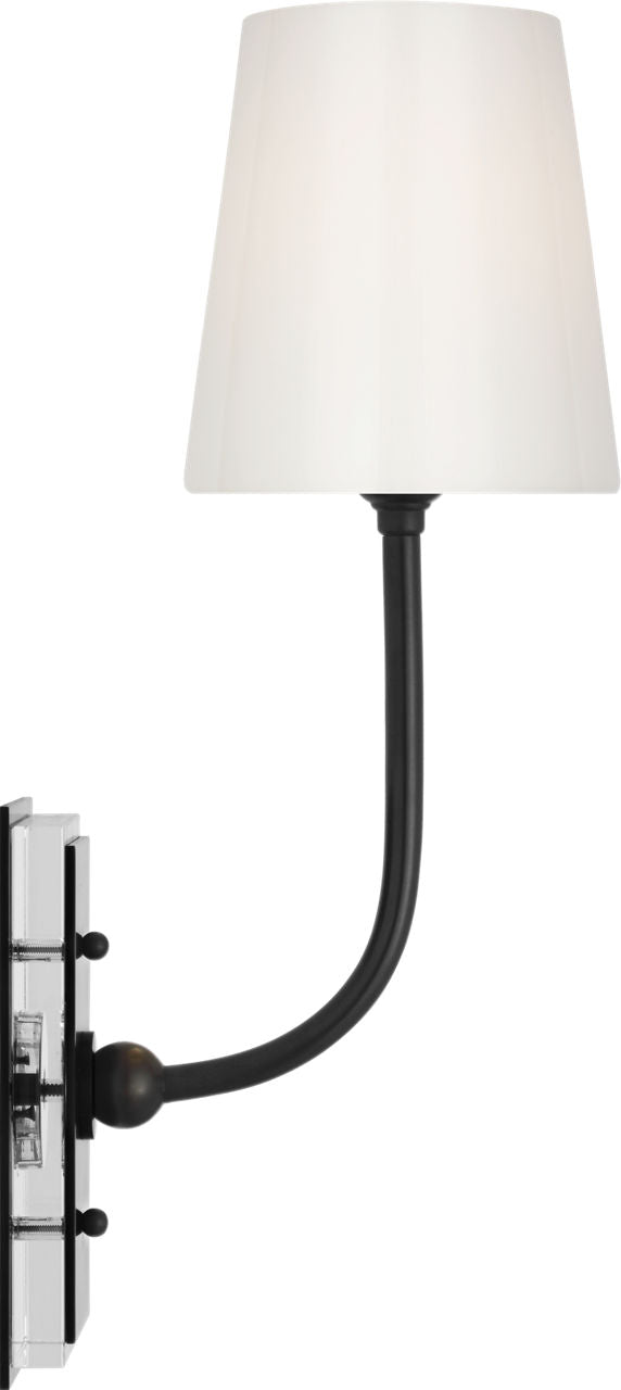 Hulton 17" Cordless Single Sconce | Bronze | White Glass Shade
