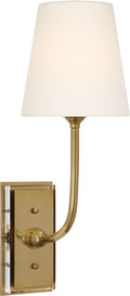 Hulton 17" Cordless Single Sconce | Hand-Rubbed Antique Brass | Linen Shade