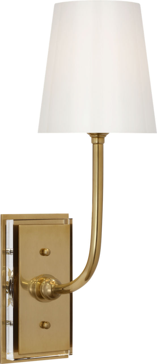 Hulton 17" Cordless Single Sconce | Hand-Rubbed Antique Brass | White Glass Shade