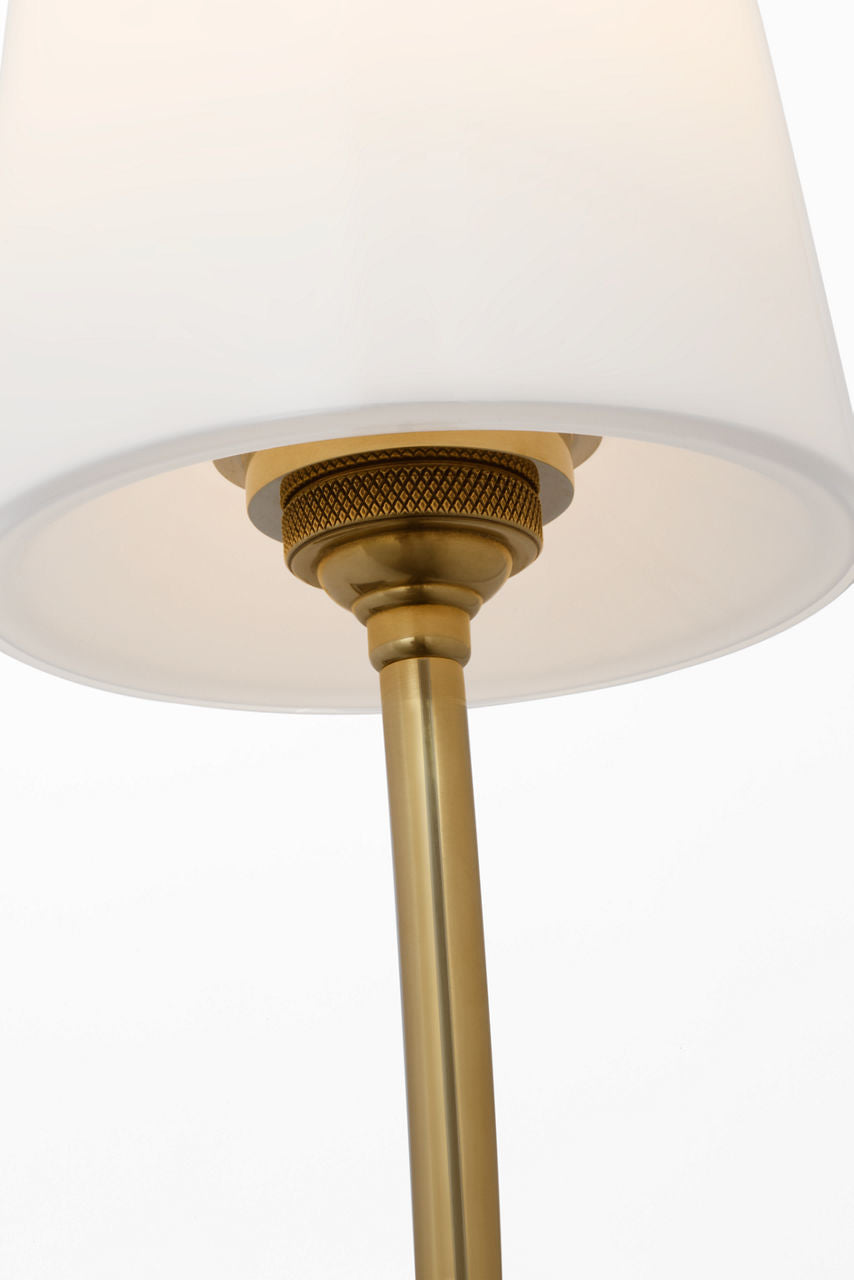 Hulton 17" Cordless Single Sconce | Hand-Rubbed Antique Brass | White Glass Shade