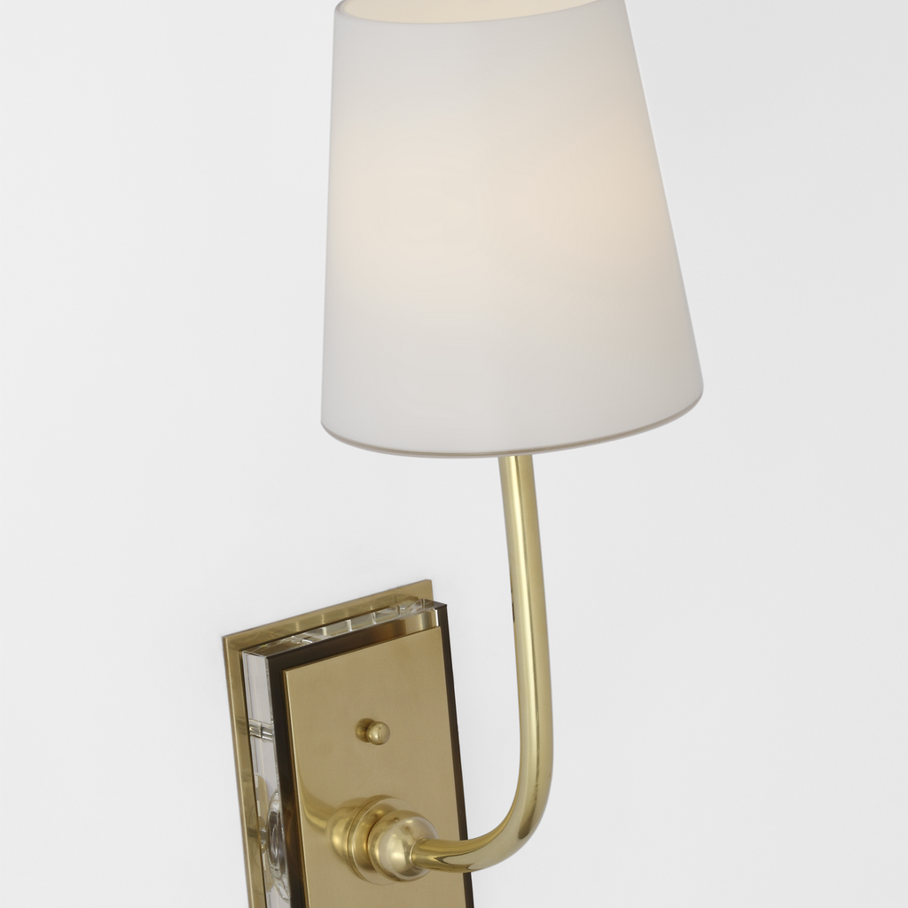 Hulton 17" Cordless Single Sconce | Hand-Rubbed Antique Brass | White Glass Shade