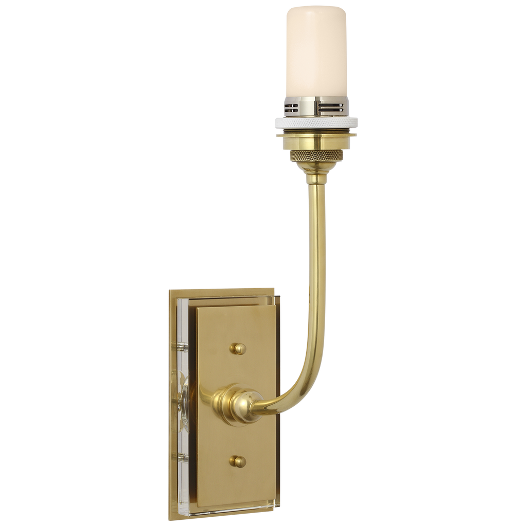 Hulton 17" Cordless Single Sconce | Hand-Rubbed Antique Brass | White Glass Shade